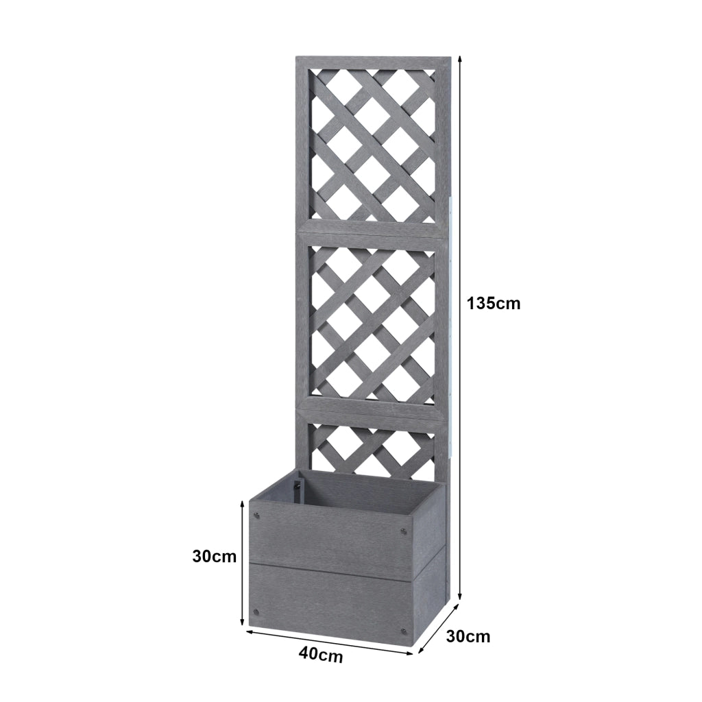 Fioriera con Spalliera Amstelveen per Piante Rampicanti 135 x 40 x 30 cm Grigio [en.casa]