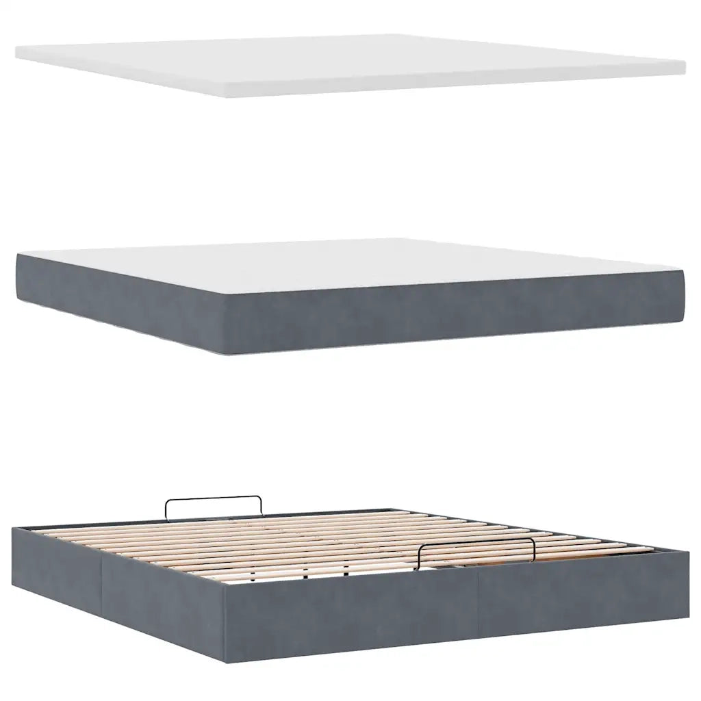 Struttura Letto Pouf con Materasso 180x200 cm in Velluto 3311934