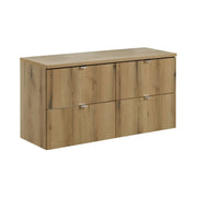 Set da bagno sospeso VANO effetto rovere 120cm: mobili con cassetti sotto il lavabo + piano per lavabo
