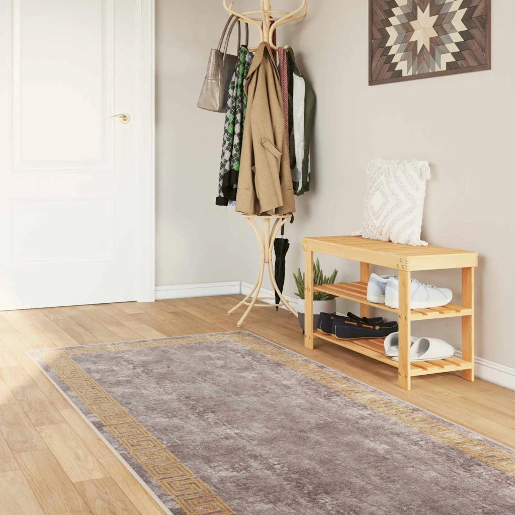 Runner Tappeto MARSA Grigio 100 x 250 cm Poliestere e PVC