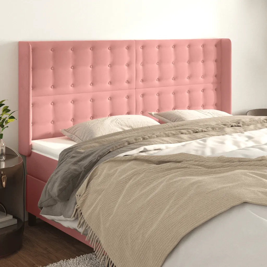 Testiera ad Orecchio Rosa 163x16x118/128 cm in Vellutocod mxl 73768