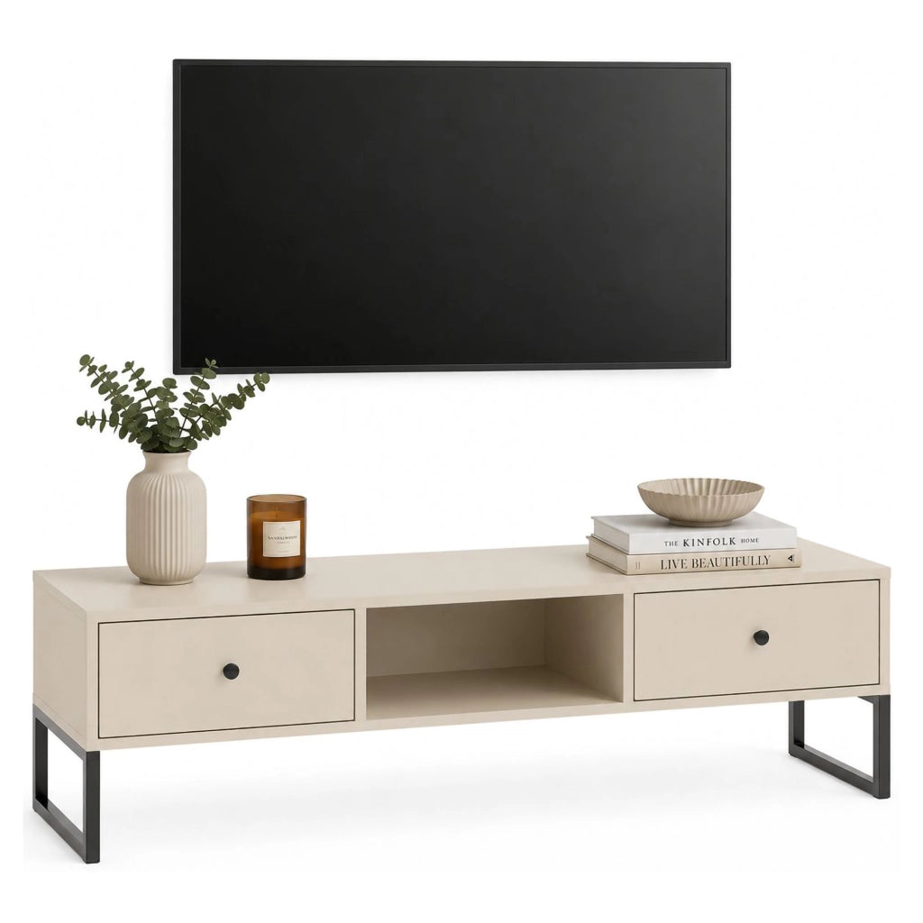 Lilito, Mobile Porta tv 2 Cassetti, 115x33x43h cm Beige