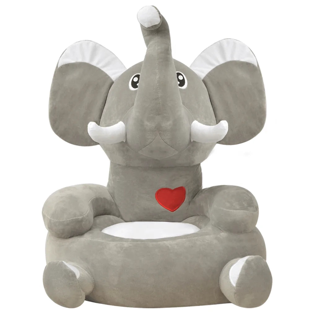 Poltrona-Divano Sedia-Poltroncina in Peluche per Bambini Elefante Grigio