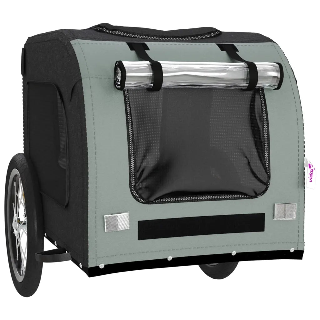 Rimorchio da Bici per Animali Nero e Grigio Oxford e Ferro CFW8431259