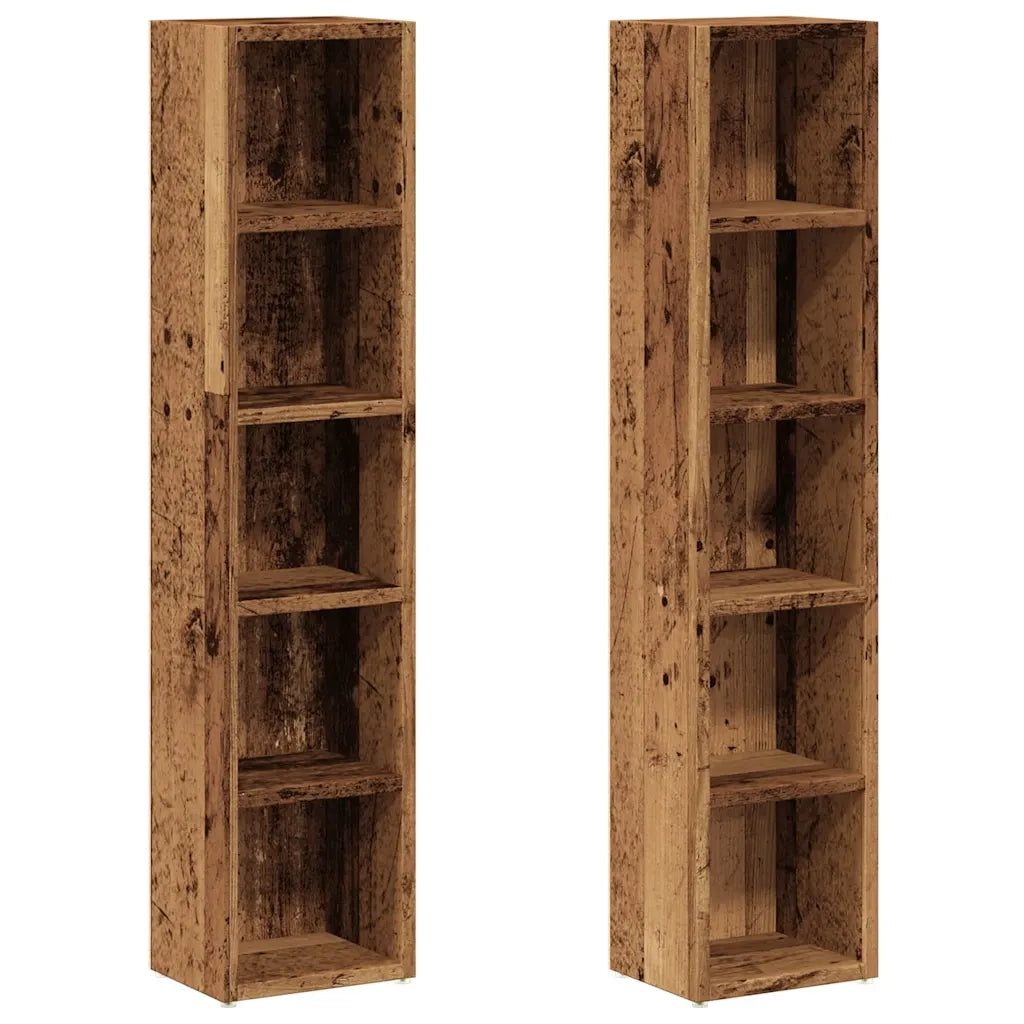 Scaffali Porta CD 2 pz Legno Antico 21x16x93,5 cm in Truciolato CFW5050873