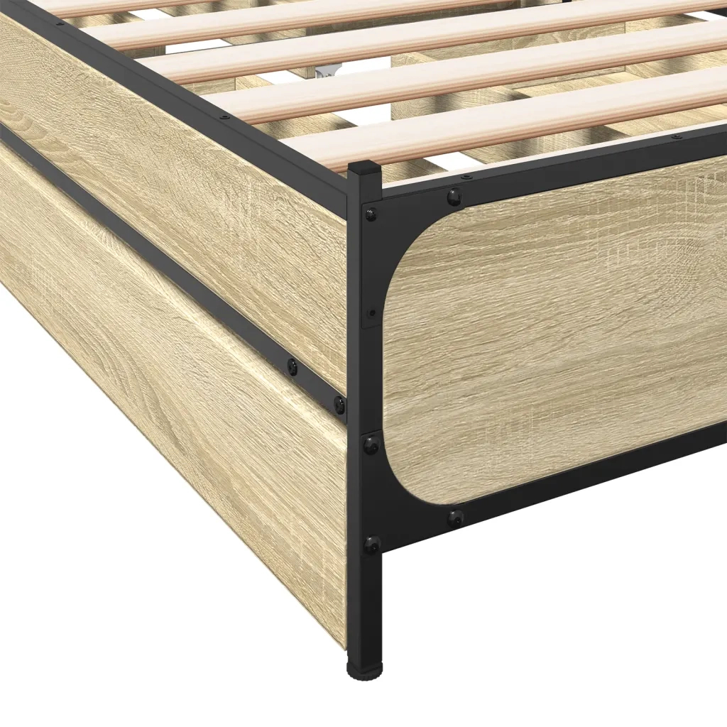 Letto singolo | Letto per adulti | Giroletto Cassetti Rovere Sonoma 75x190 cm Legno Multistrato