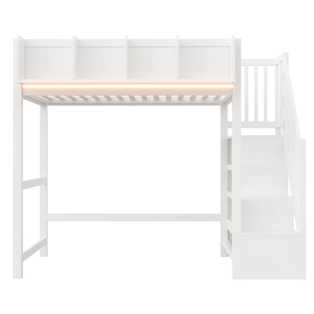 Letto a soppalco ¨C Minimal ¨C Bianco 90x200 cm con LED