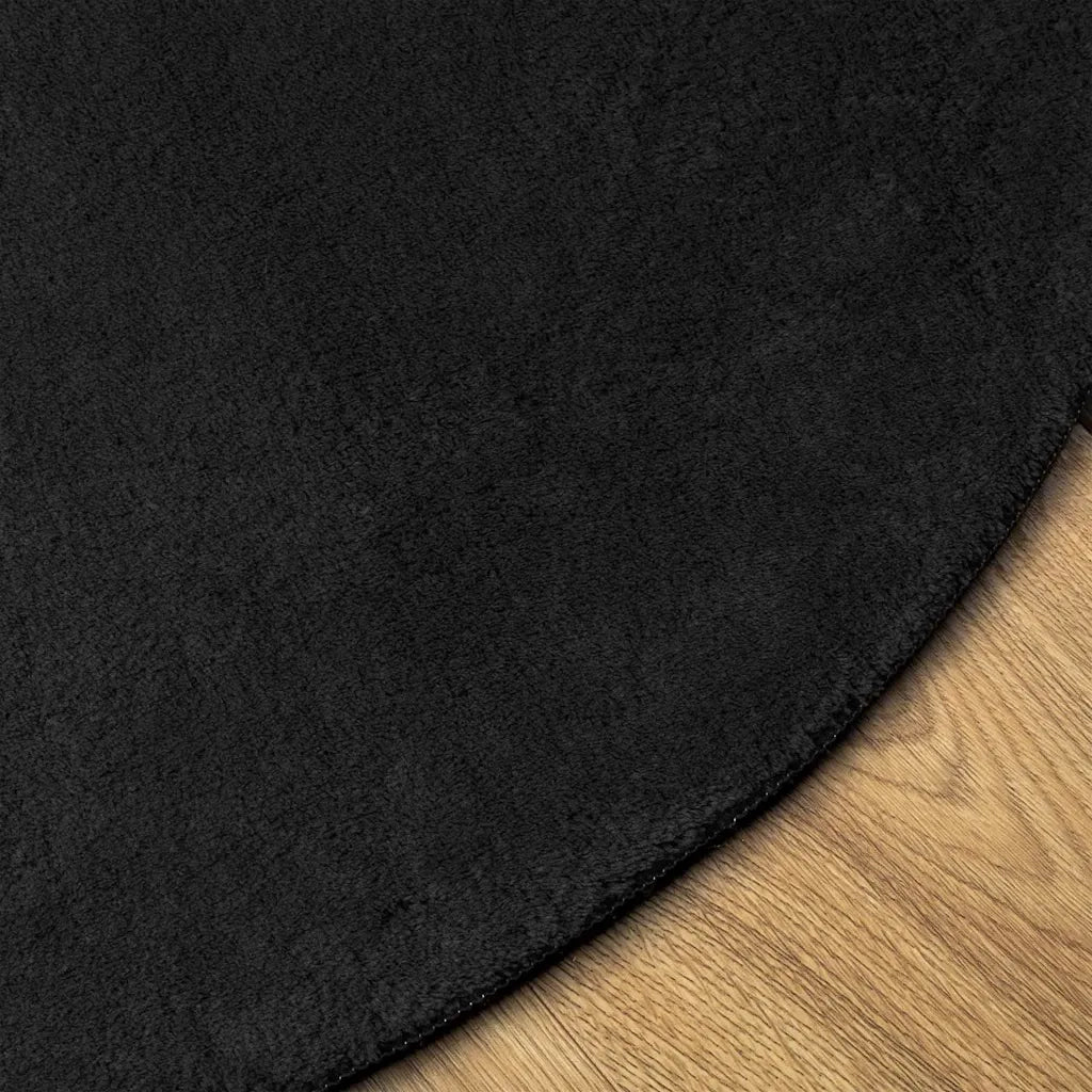 Tappeto a Pelo Corto HUARTE Morbido e Lavabile Nero Ø 200 cm 375126