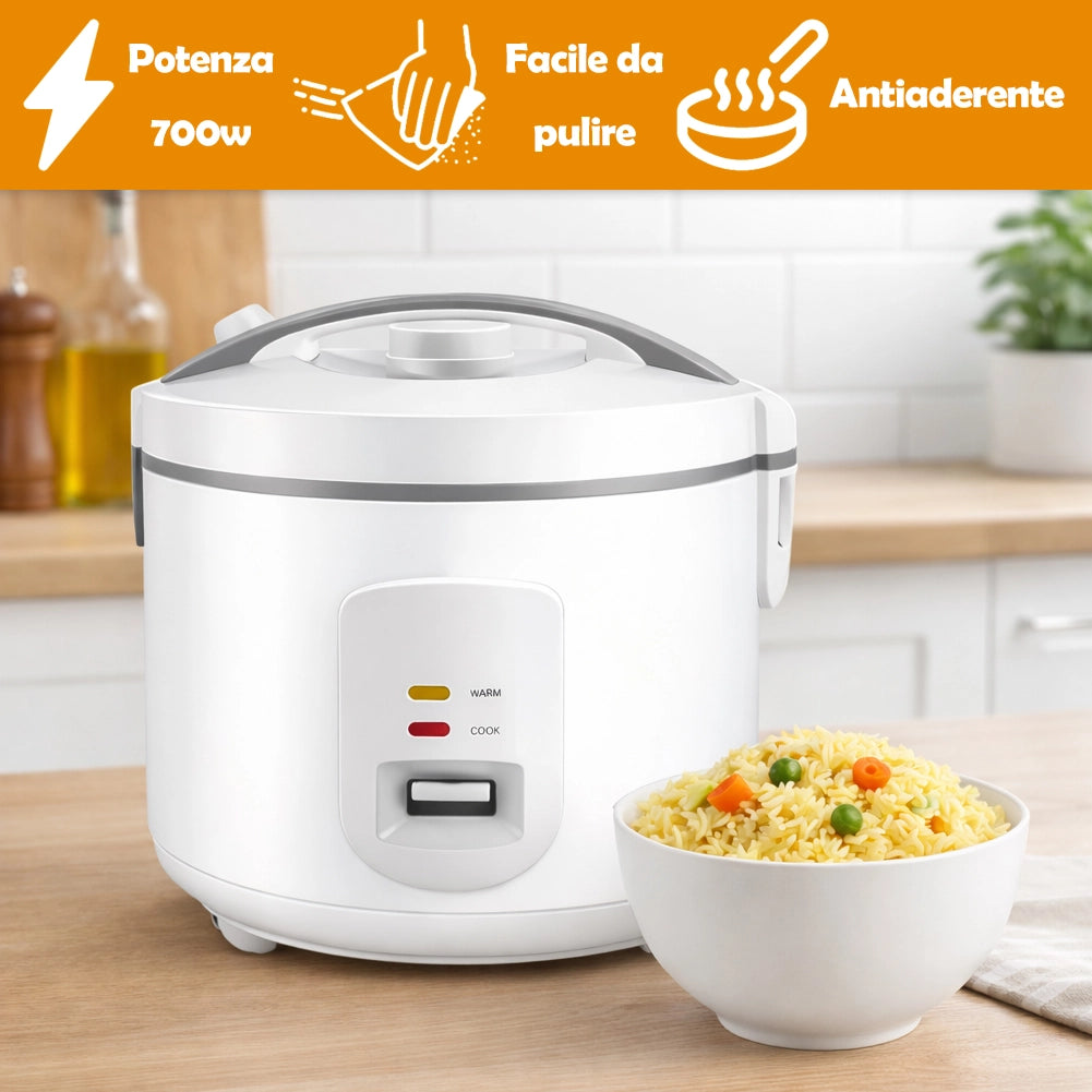 Cuociriso Elettrico Compatto 1.8 Litri con Cottura Automatica Sana e Veloce 700W