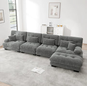 Divano modulare con ottomane mobili in ciniglia grigio