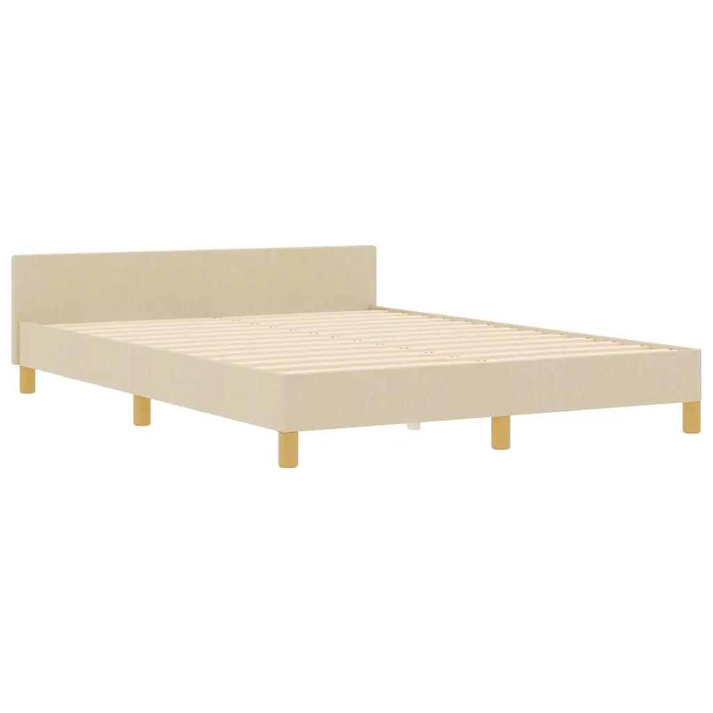 Struttura del letto con testiera Crema 160 x 200 cm Tessuto