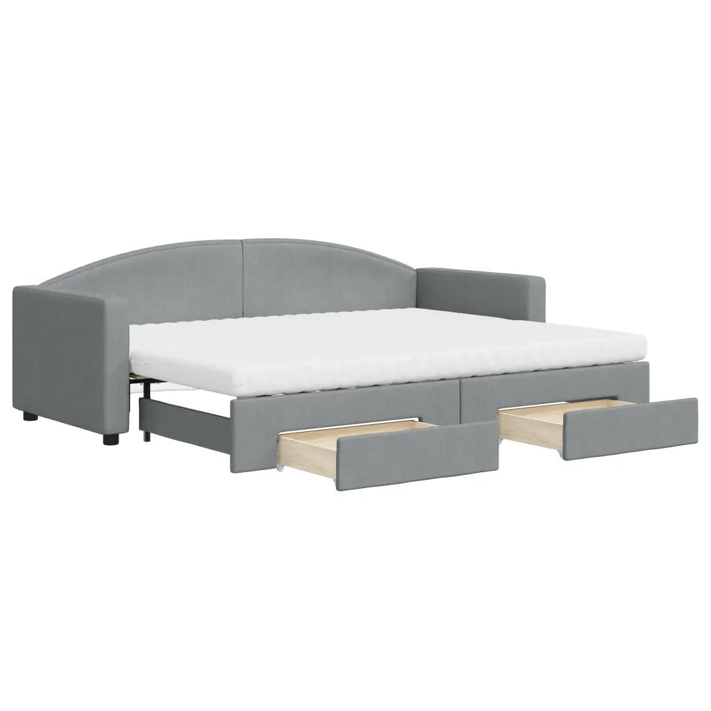 Divano Letto Estraibile Cassetti Grigio Chiaro 80x200cm Tessuto 3197237