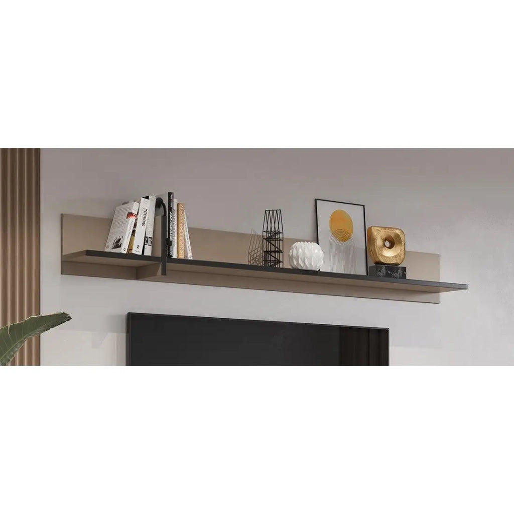 Scaffale da parete 180cm color beige e nero. Collezione HAVANA.