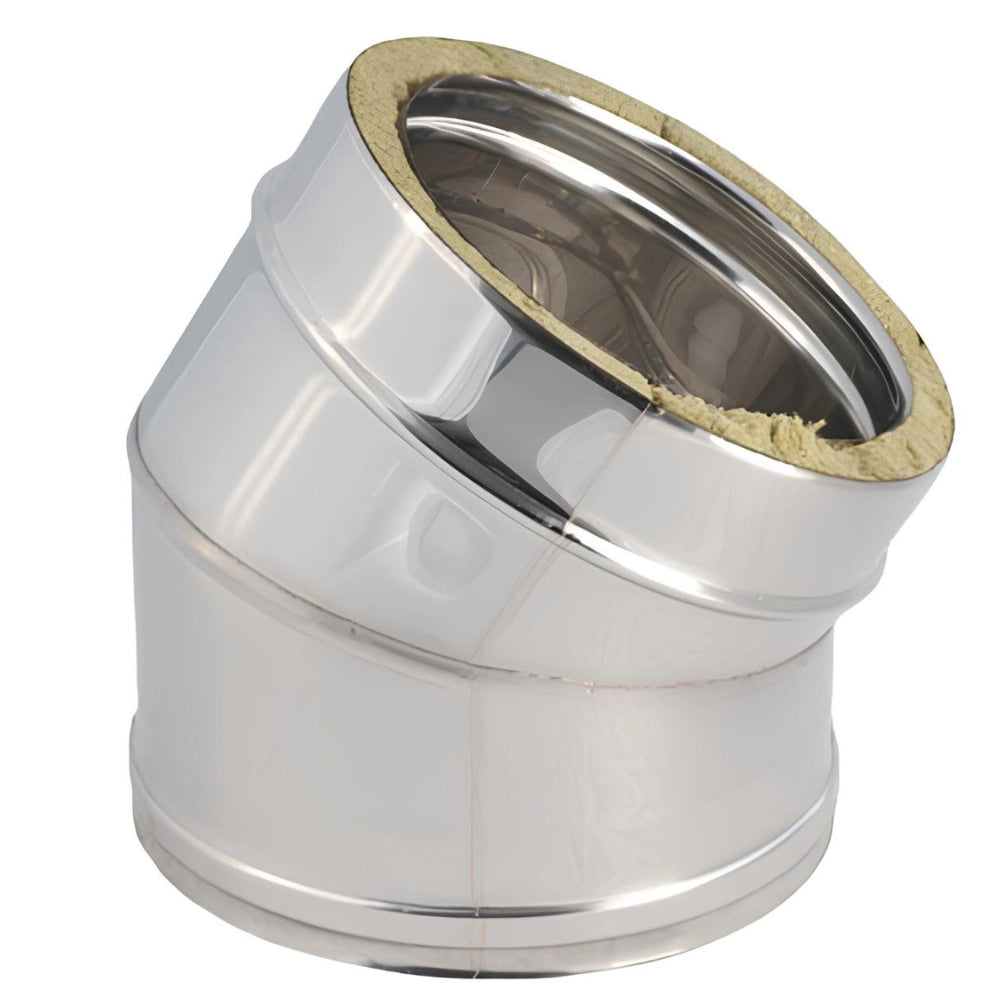 Curva 45° doppia parete acciaio inox Ø 180/230 mm spessore 0,5 mm canna fumaria