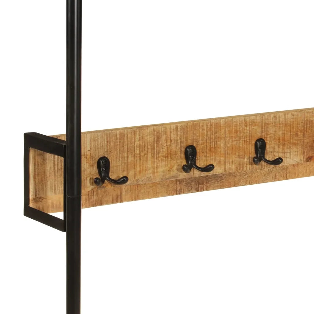 Appendiabiti con Ruote 90x35x190cm Legno Massello Mango e Ferro CFW7923966