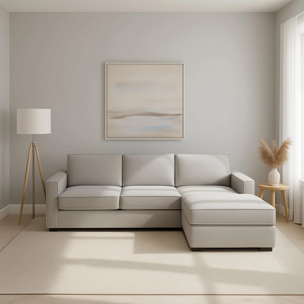 Assobasso, Divano Fisso con Penisola Sfoderabile Made in Italy, 260x95 cm Grigio