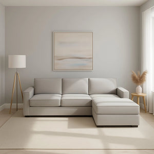 Assobasso, Divano Fisso con Penisola Sfoderabile Made in Italy, 260x95 cm Grigio