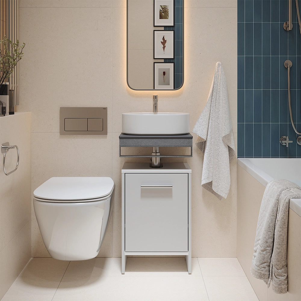 Vicco Mobile sottolavabo per bagno Bianco 38.2 x 57 cm con la porta