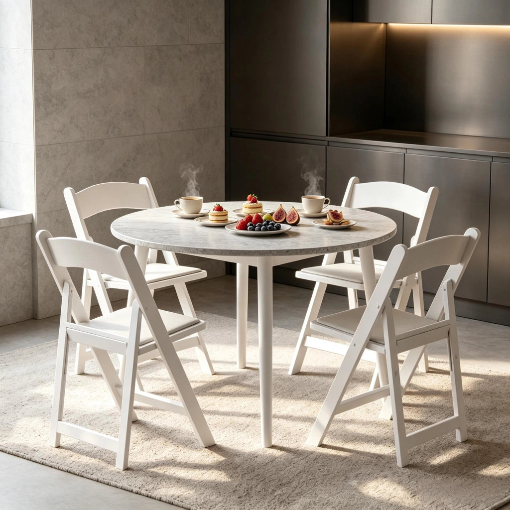 SEDIE PIEGHEVOLI Set da 4 pezzi 44x45x78 cm Bianco PU e Resina