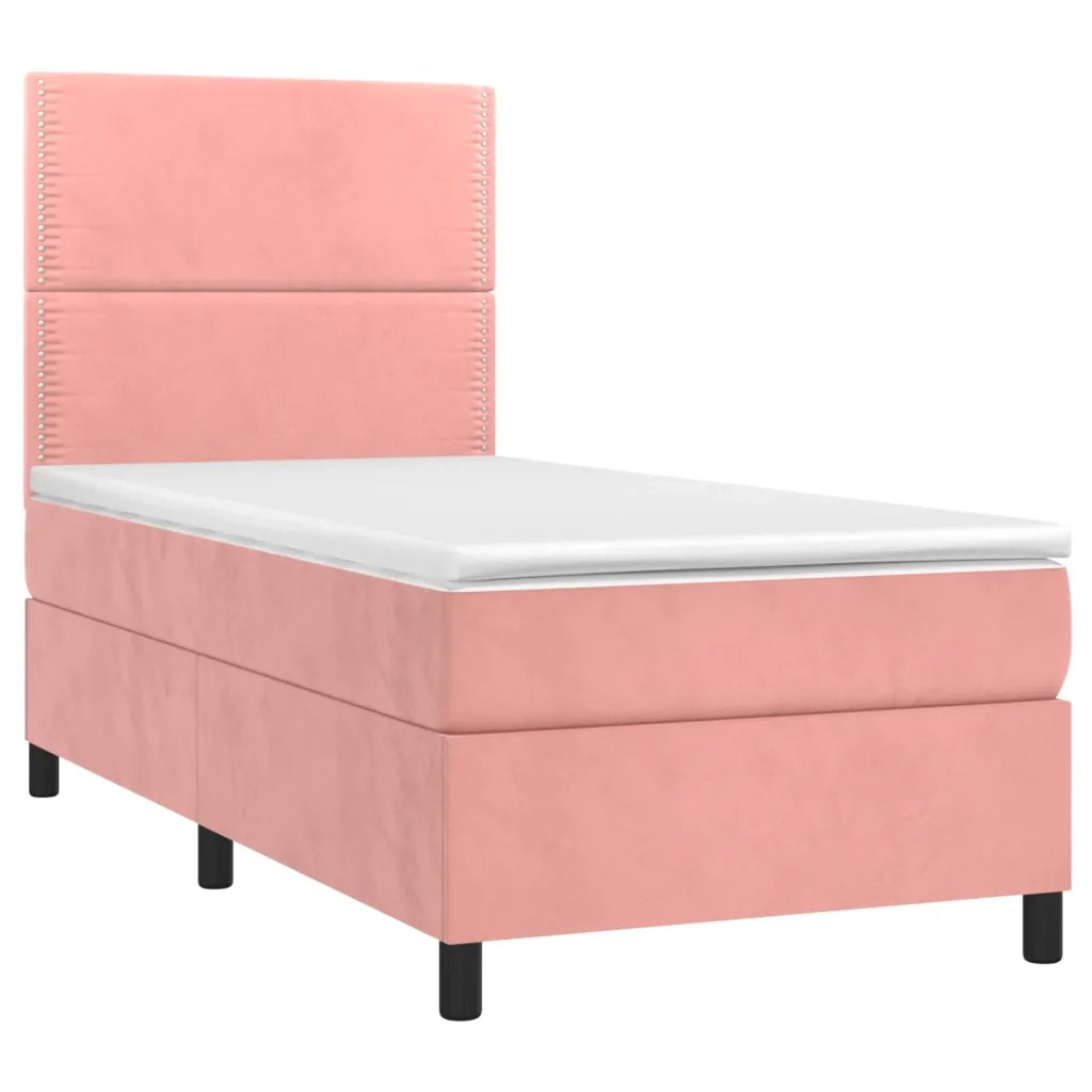 Giroletto a Molle con Materasso Rosa 90x190 cm in Velluto 3142940