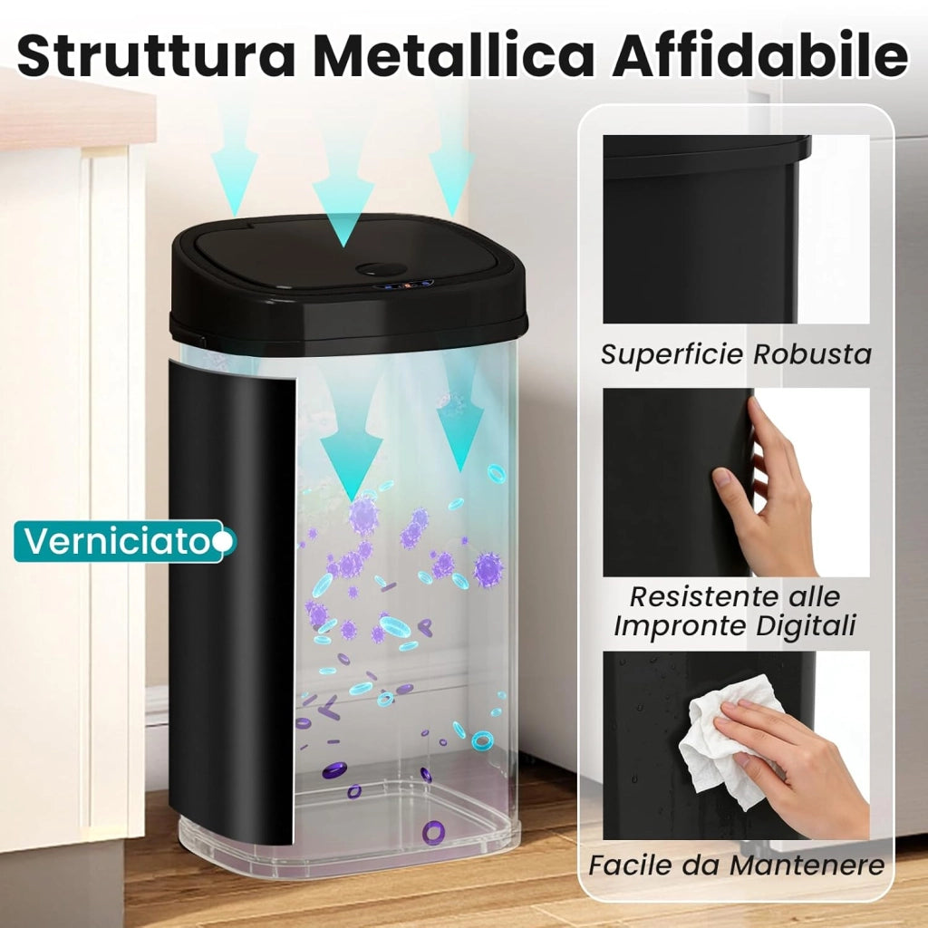 58L Pattumiera Differenziata, Cestino per la Spazzatura con Sensore di Movimento a Infrarossi e Design a Doppia Zona, Bidone Automatico Senza Contatto per Cucina, Ufficio e Soggiorno