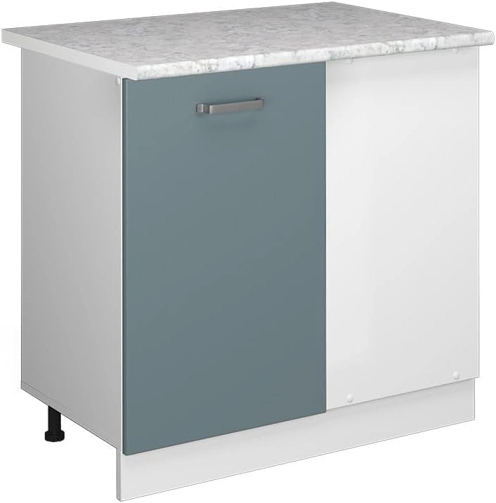 Mobile ad angolo cucina R-Line, Grigio-blu, 86 cm, PL Marmo, per la libera combinazione all'interno di sistemi cucina modulari