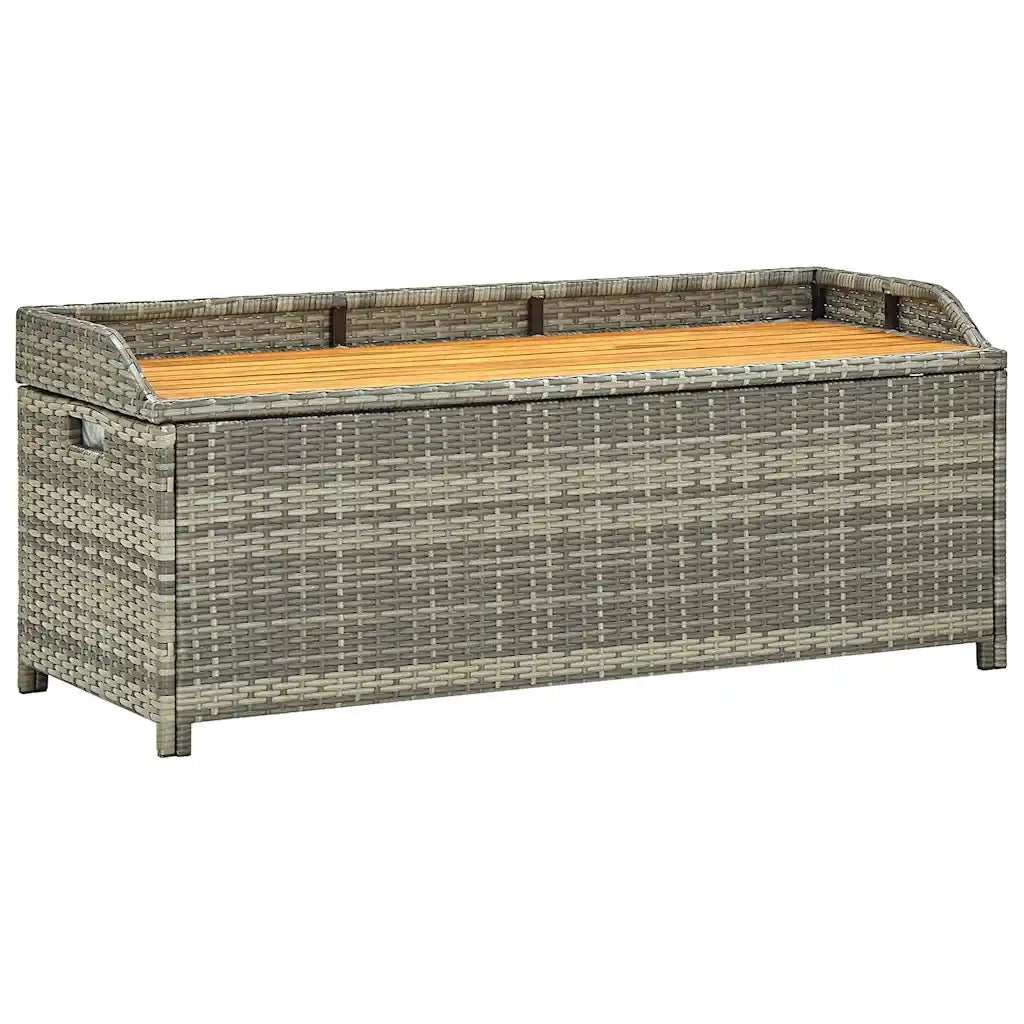 Panchina da Giardino | Panca da Giardino con Vano Portaoggetti 120cm Polyrattan Grigio