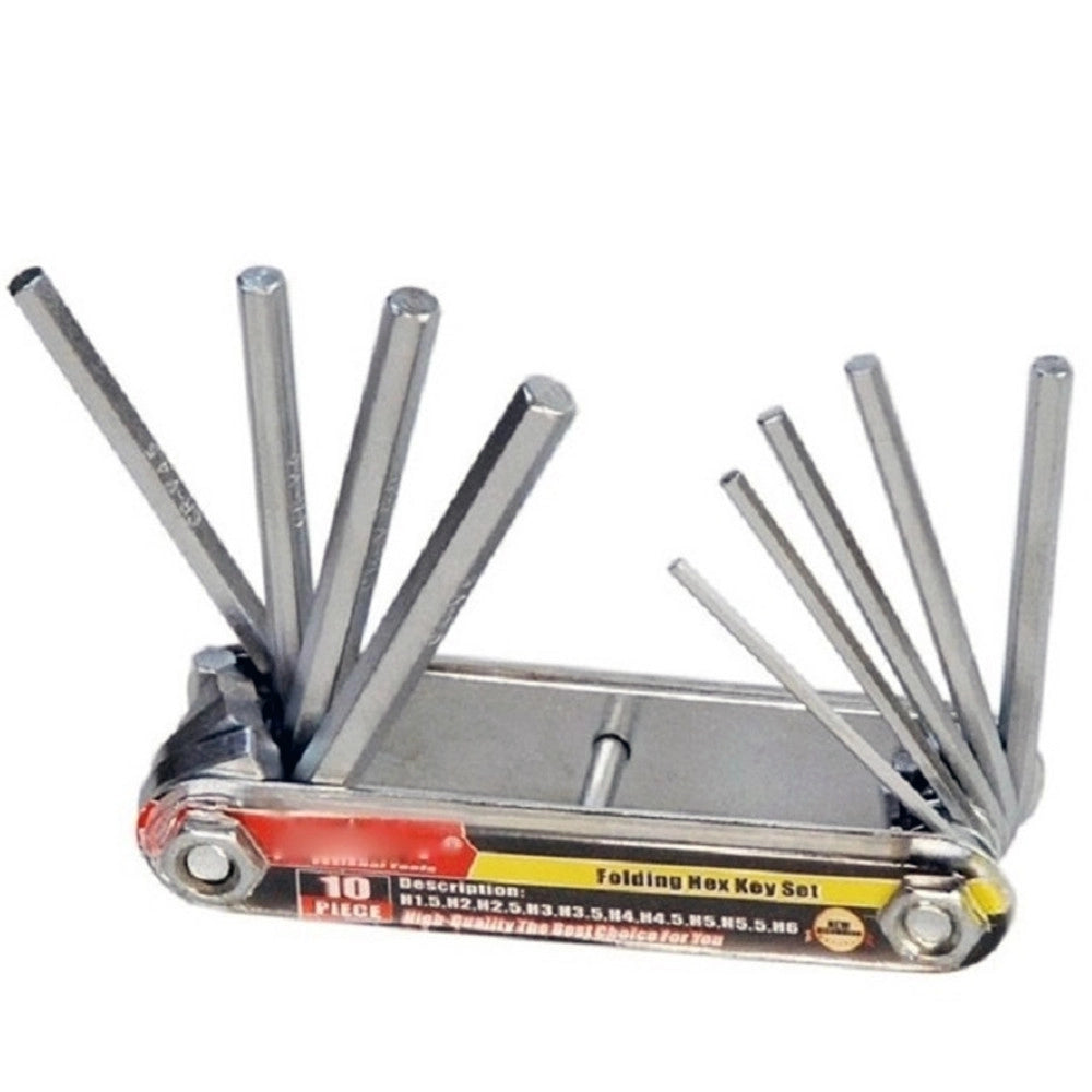 Trade Shop - Set 10 Punte Chiavi Chiavini Brugola Esagonali Richiudibile Punte Torx Tascabili -