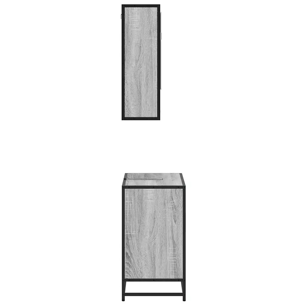Set Mobili da Bagno 2 pz Grigio Sonoma in Legno Multistrato