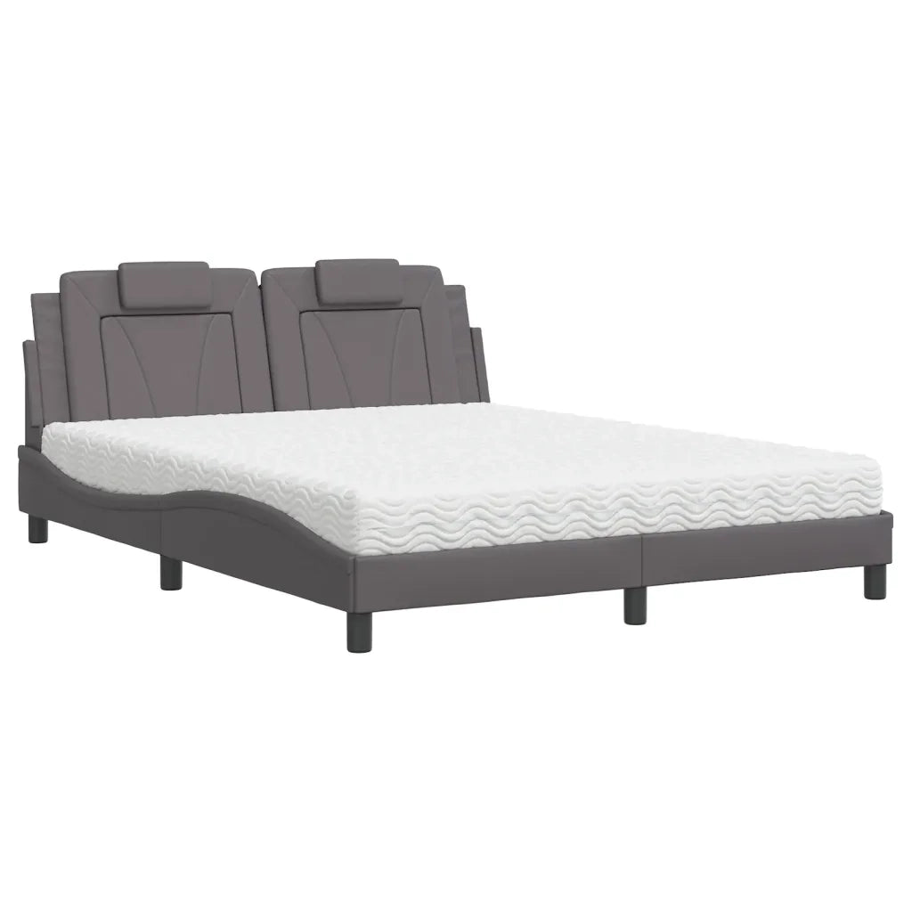 Letto Viana con Materasso Grigio 160x200 cm in Similpelle 3208806