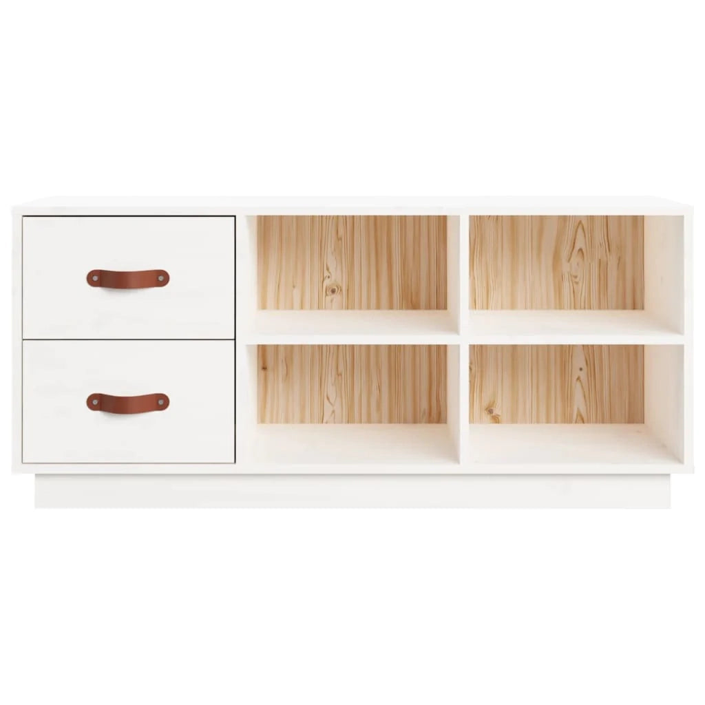 Panca portascarpe/stivali cassettiera scaffale mobiletto portaoggetti per ingresso 100 x 34 x 45 cm legno di pino massello bianco 02_0022875