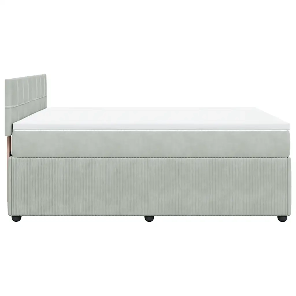 Giroletto a Molle con Materasso Grigio Chiaro 140x200cm Velluto