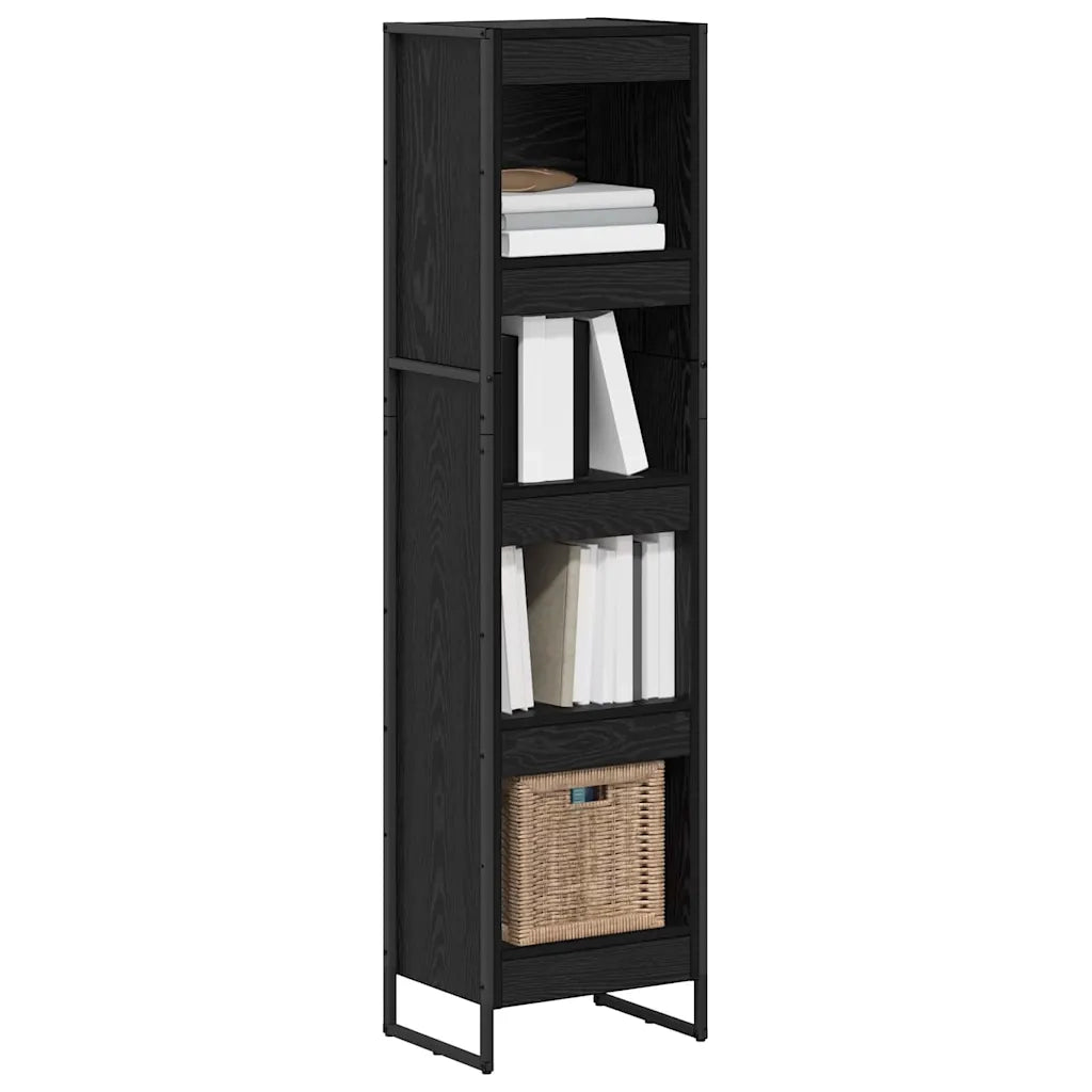Armadio per Libri Rovere Nero 40 x 30 x 155 cm