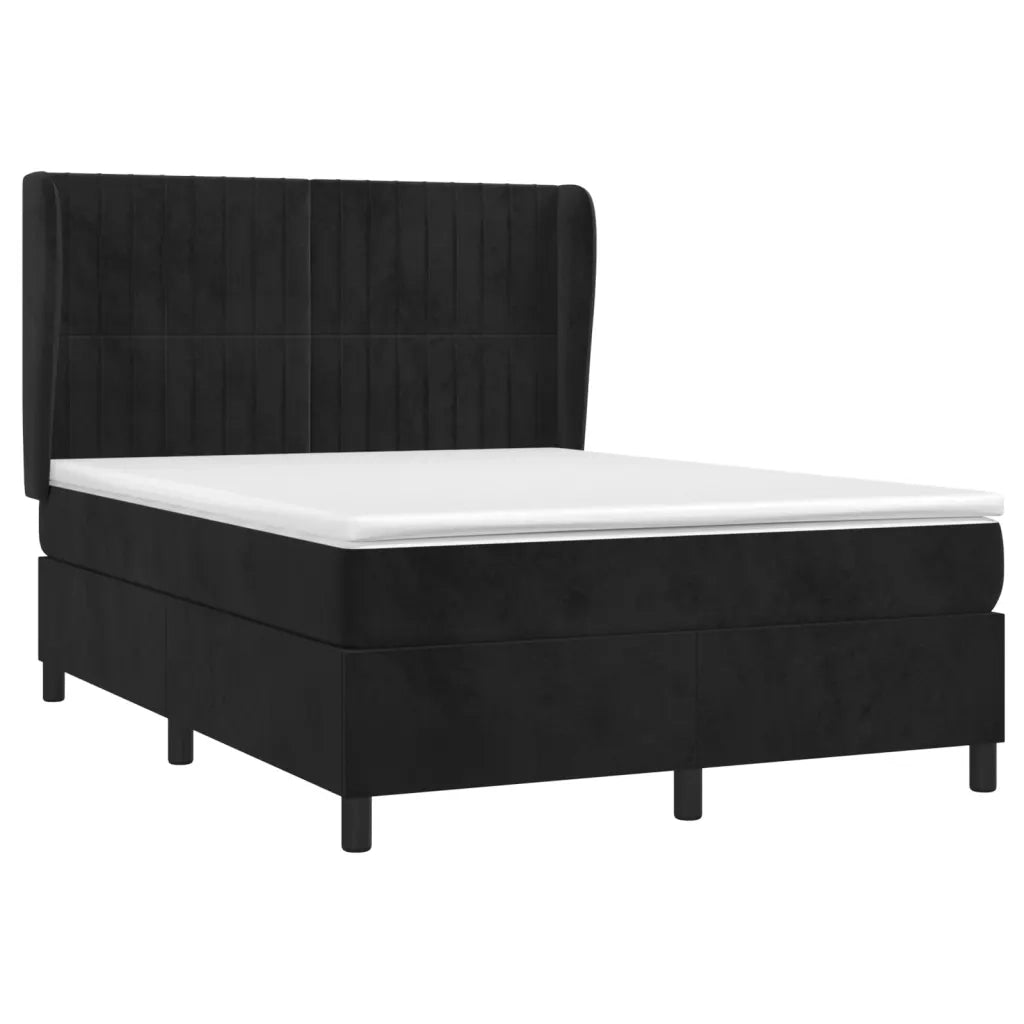 Giroletto a Molle con Materasso Nero 140x200 cm in Velluto 3129335