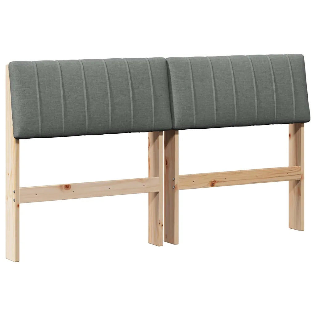Testiera | Testata imbottita Grigio scuro 140 cm Pino massello