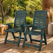 Adjustable Garden Chairs, 2 Pieces, Plastic, Green