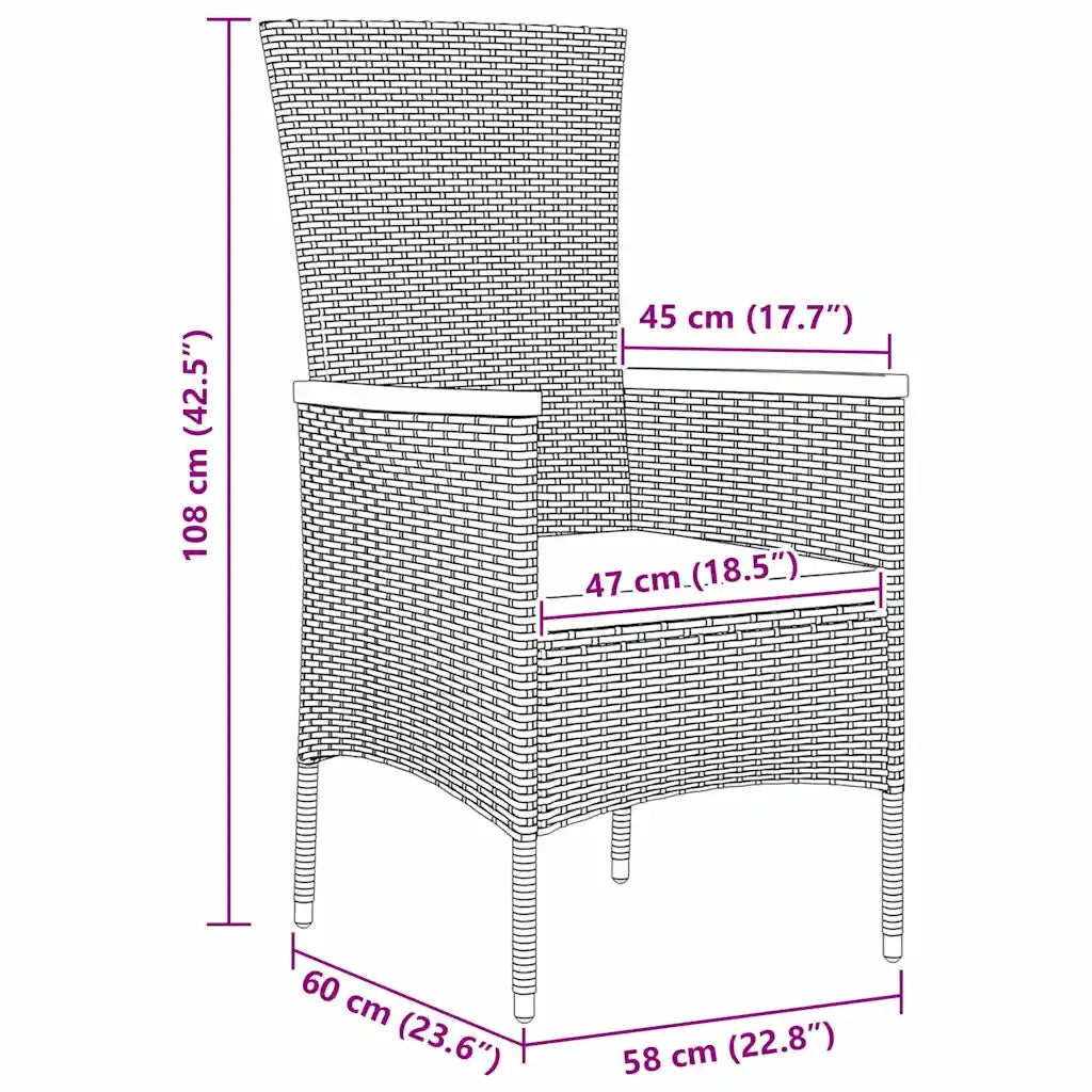 Set da Pranzo per Giardino con cuscino 3 pcs Grigio 3379429