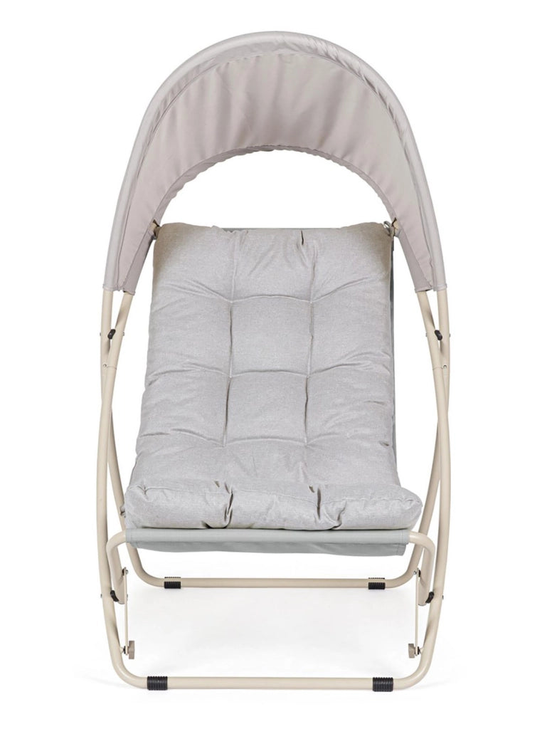 Poltrona da Giardino con Cuscini e Tettuccio 113x86x142h cm in Acciaio e Textilene Taito Grigio Chiaro