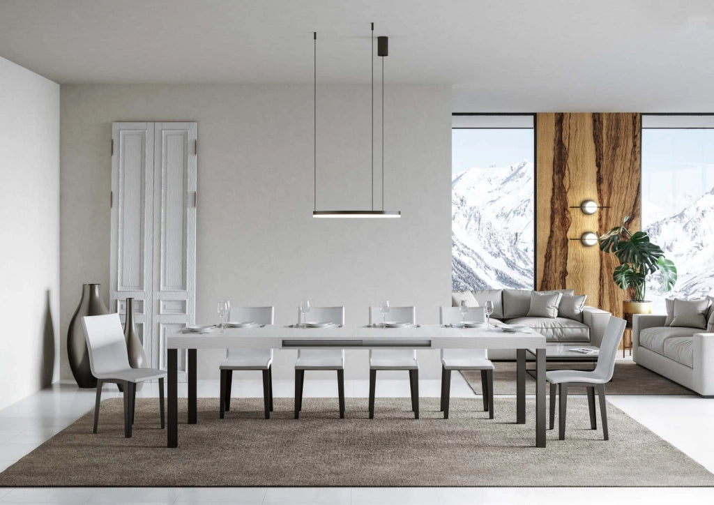 Tavolo allungabile 90x120/224 cm Every Bianco Frassino telaio Antracite