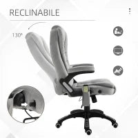 Sedia da Ufficio con Funzione Massaggiante e Altezza Regolabile, in PU, 67x67x116-126 cm, Grigio