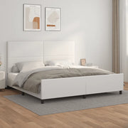 Giroletto con Testiera-Struttura Letto con testiera Bianco 200x200 cm in Similpelle 898941