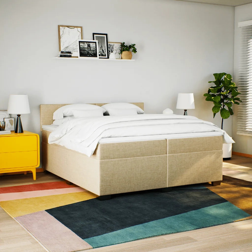 Giroletto a Molle con Materasso Crema 200x200 cm in Tessuto