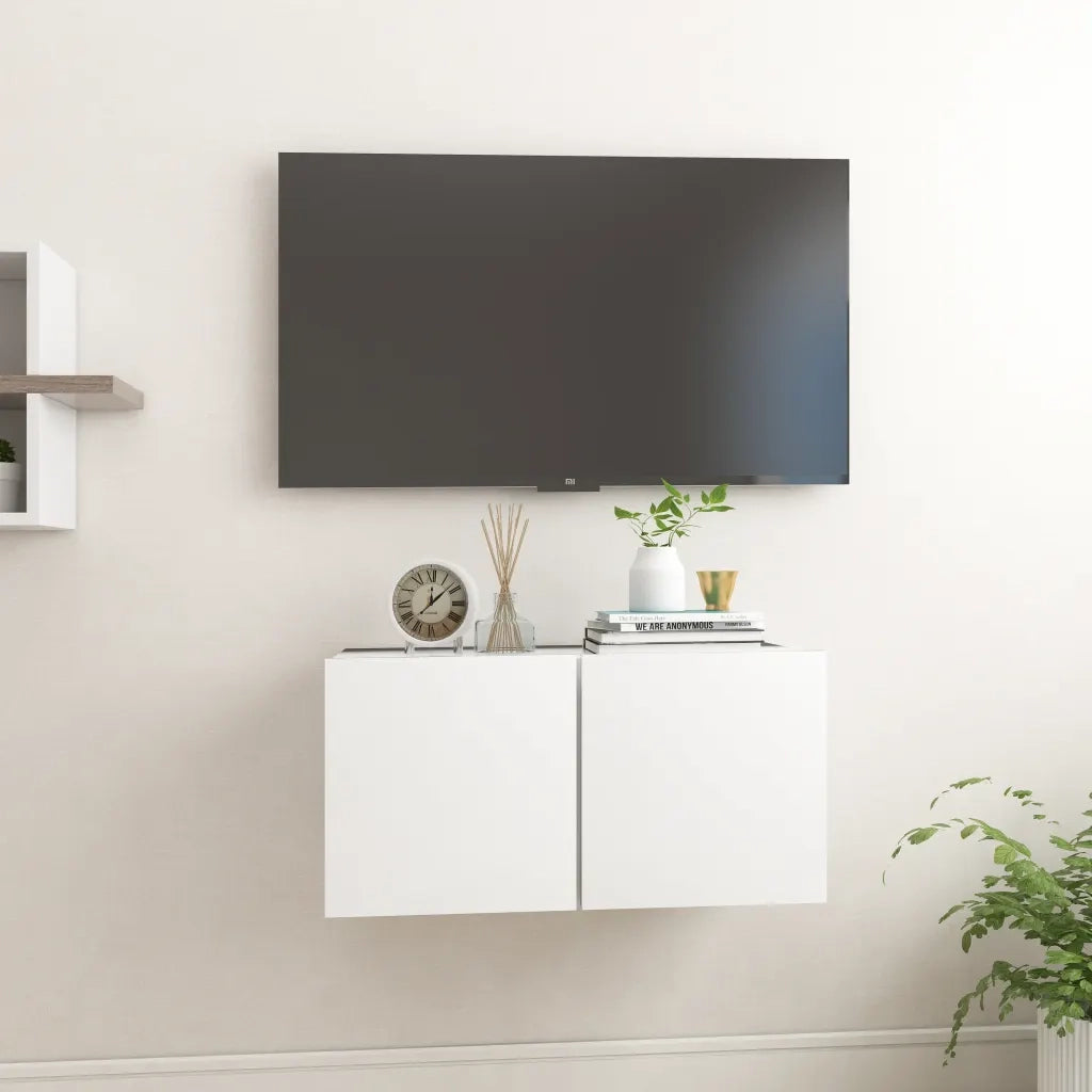 Mobile Porta TV Pensile Bianco 60x30x30 cm 804508