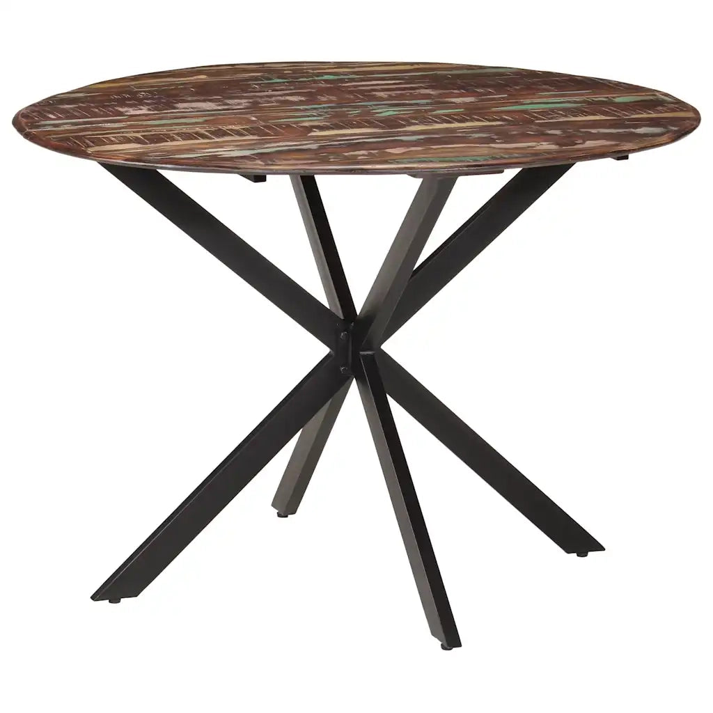 Tavolo da Pranzo Ã˜110x78cm Legno Massello di Recupero e Acciaio cod mxl 12670