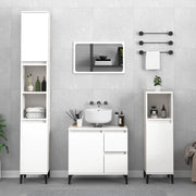 Armadietto da Bagno Bianco 30x30x190 cm in Legno Multistrato 819796