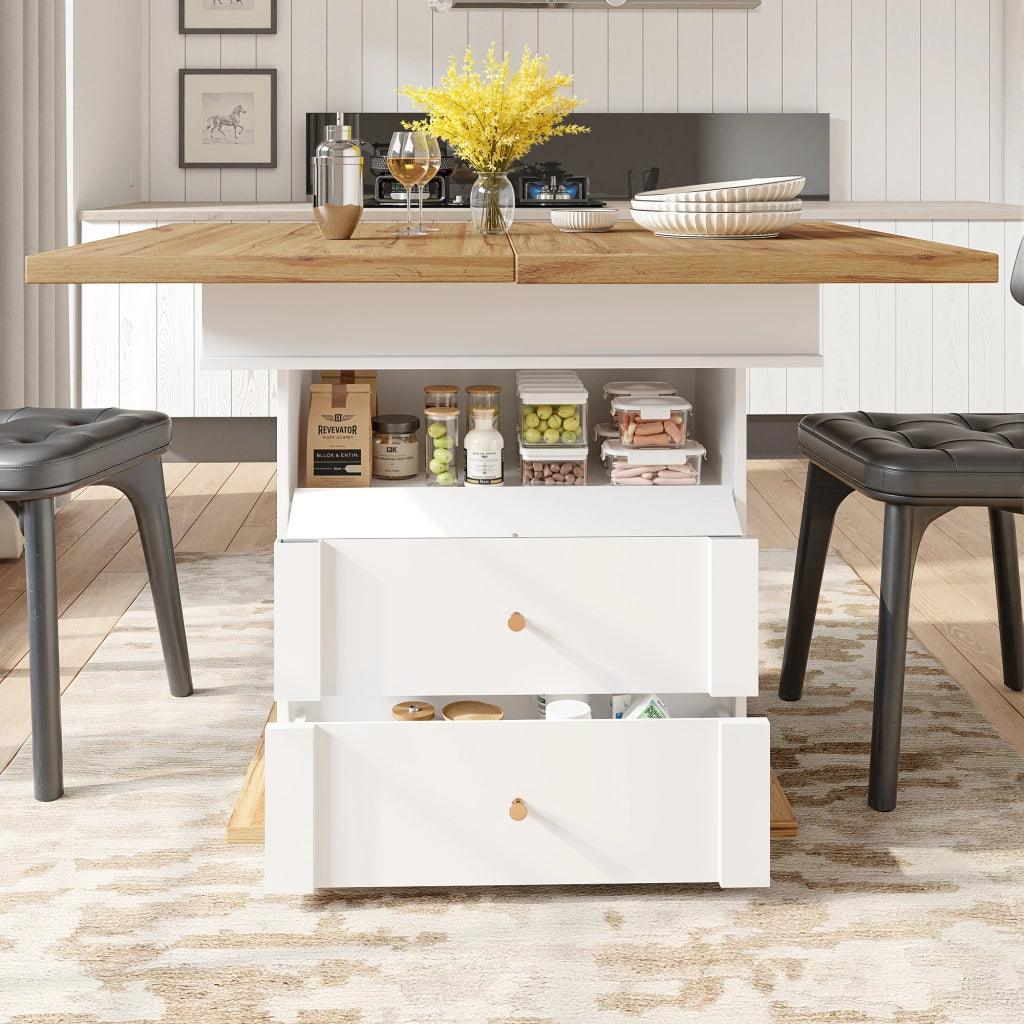 TAVOLO Allungabile 110-140x80x75 cm MDF Bianco e Naturale