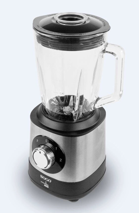 Frullatore da cucina 1500W con bicchiere vetro 1,5L, 2 velocità e funzione tritaghiaccio per frullati e smoothie - Sogo
