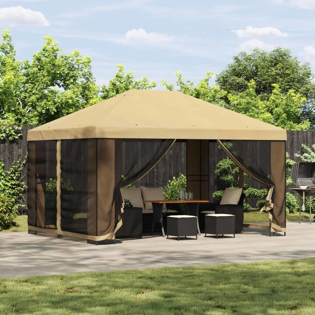 Gazebo 4 × 3 m Crema Poliestere e Acciaio 190 gsm