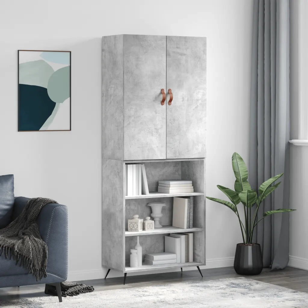Credenza | Madia | Buffet da pranzo | Armadio da pranzo Grigio Cemento 69,5x34x180 cm in Legno Multistrato