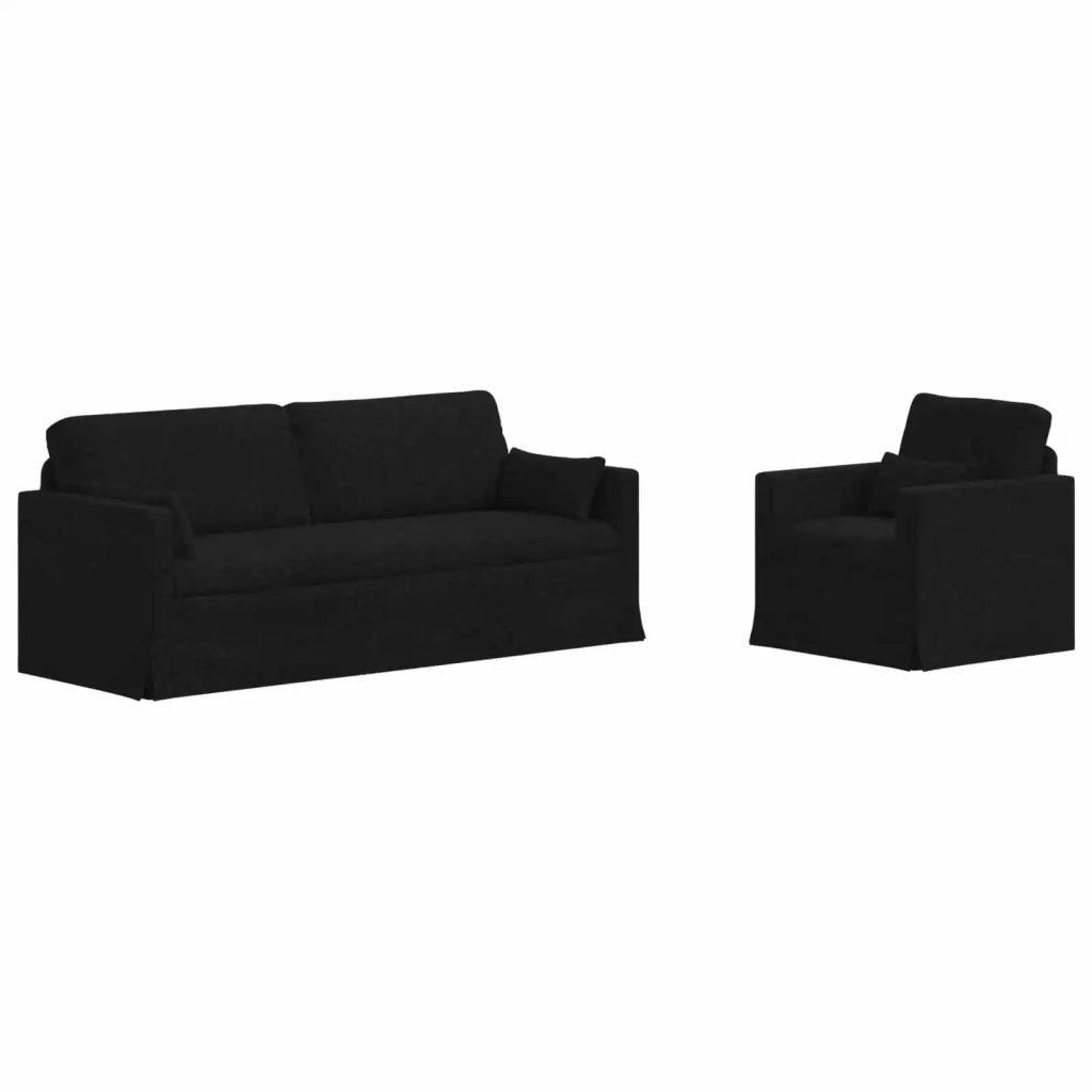 Set di divani 2 pcs Nero 198 x 78 x 80 cm Tessuto